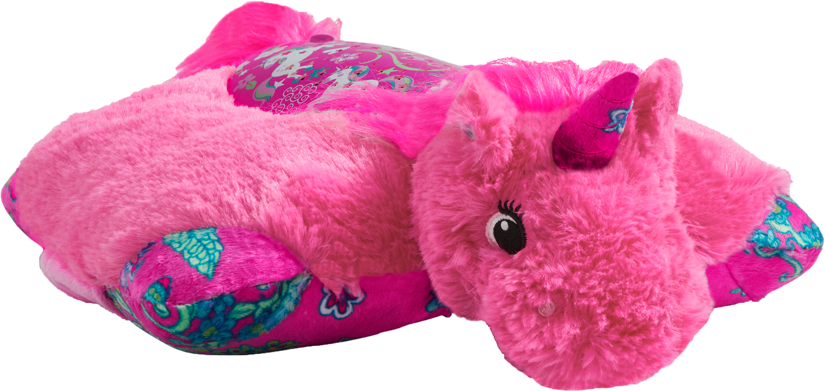 Pillow Pets Colorful Pink Unicorn Sleeptime Lite Open - Stuffed Toy (3000x3000), Png Download