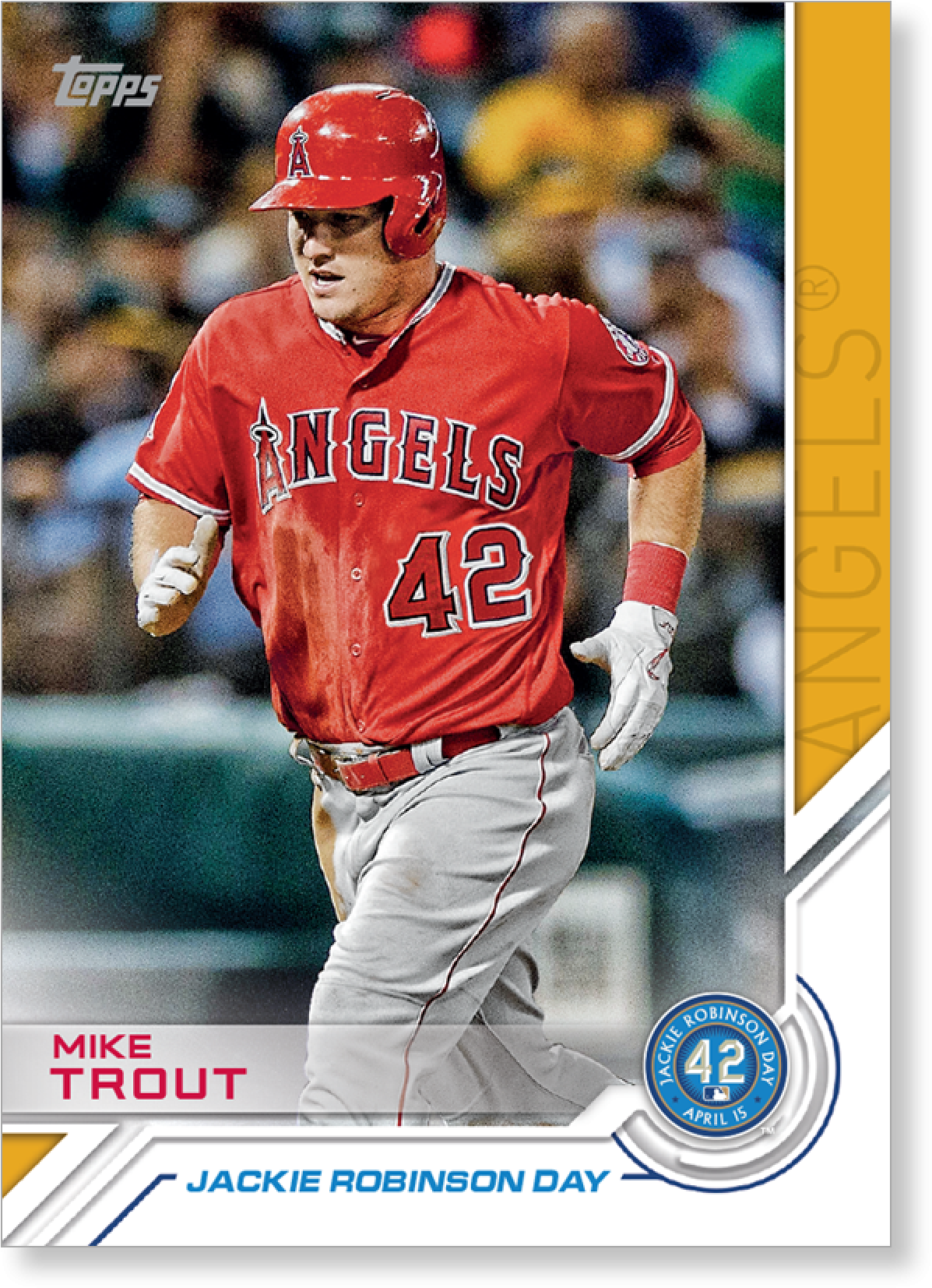 Mike Trout 2017 Topps Baseball Series 1 Jackie Robinson - Topps 2017 Mike Trout Card (2000x2000), Png Download