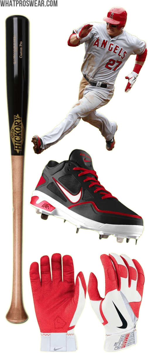 Mike Trout Bat, Mike Trout Batting Gloves, Old Hickory - Mike Trout Batting Gloves (510x1254), Png Download