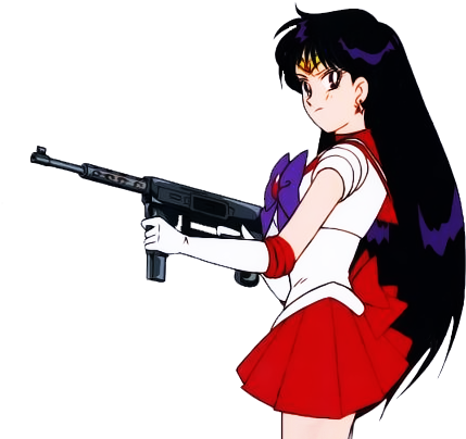 Image - Sailor Mars With Gun (500x405), Png Download