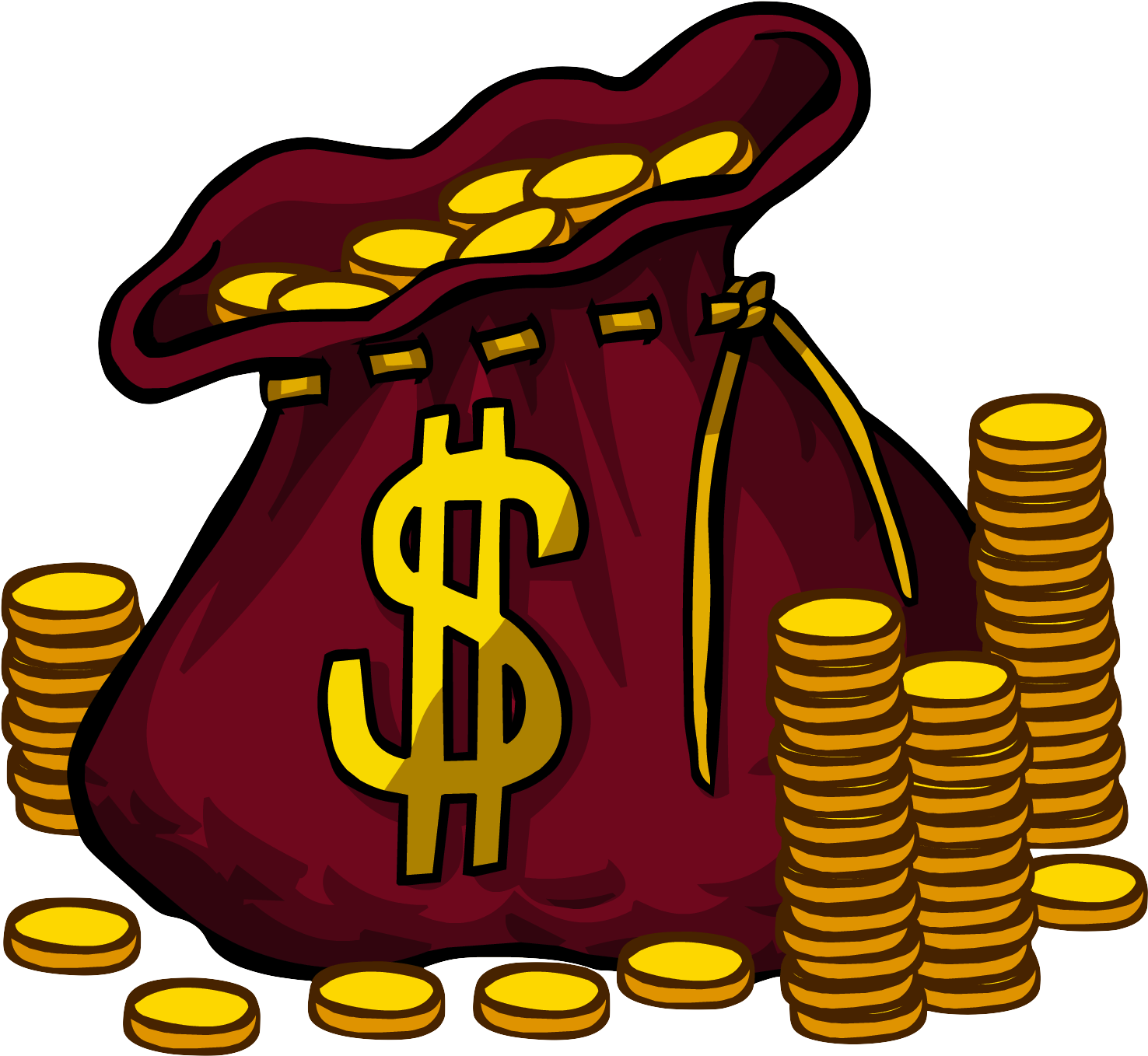 Money Bag - Club Penguin Coins (1585x1416), Png Download