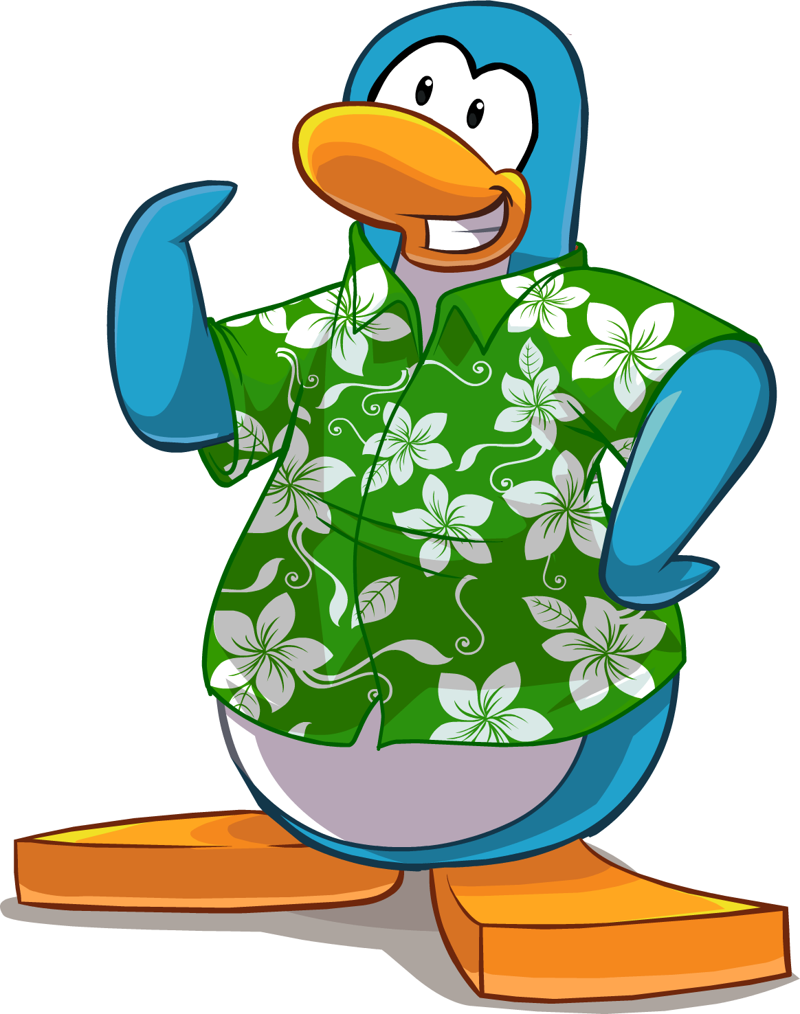 Light Blue Penguin With Hawaiian Shirt - Rookie Club Penguin 2013 (1164x1476), Png Download