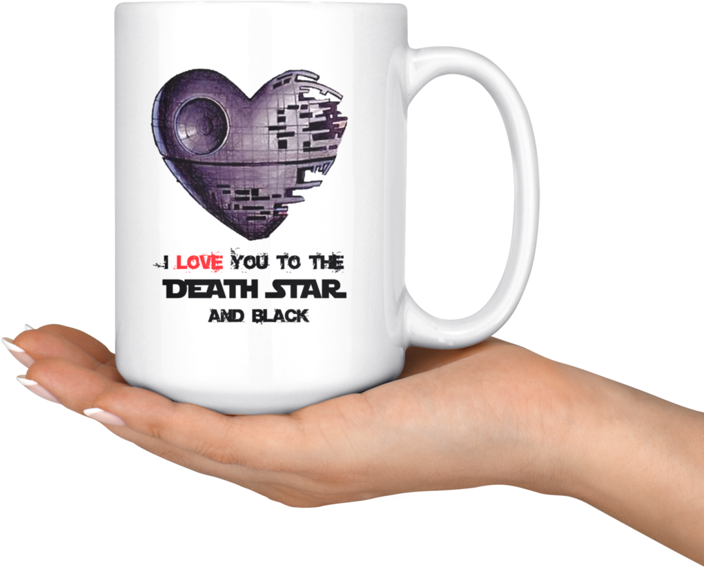 I Love You To The Death Star And Black Star Wars Mug - Mug (1024x1024), Png Download