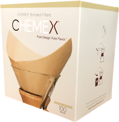 Chemex Bonded Unbleached Pre-folded Square Coffee Filters - Chemex Prefolded Natural Square Filters (100) (496x514), Png Download