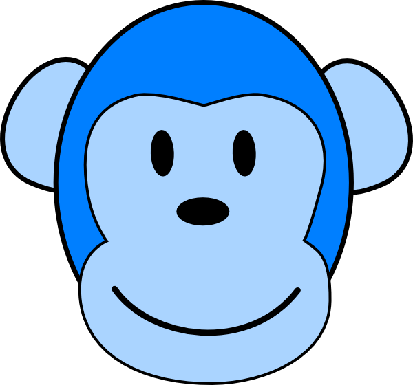 Very Blue Monkey Clip Art - Blue Monkey Face Clipart (600x560), Png Download