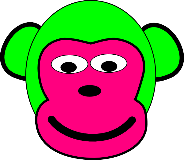 Pink And Green Monkey (600x524), Png Download