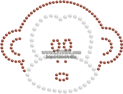 Curious Monkey Face Iron On Rhinestone Motif - Vector Graphics (450x450), Png Download