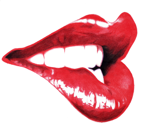 Illustration Red Pencil Lips Smile Sketch Lipstick - Sexy Lips Drawing (500x439), Png Download