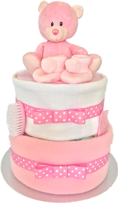 Baby Girls Classic 2 Tier Nappy Cake - Cake Baby Girl 2 (300x400), Png Download