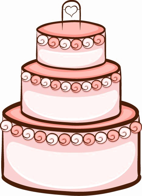 Decorative Wedding Cake Png Image Background - Simple Drawing Of Cakes (467x642), Png Download