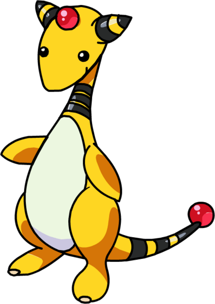 Ampharos - Yellow Black Striped Pokemon (425x600), Png Download