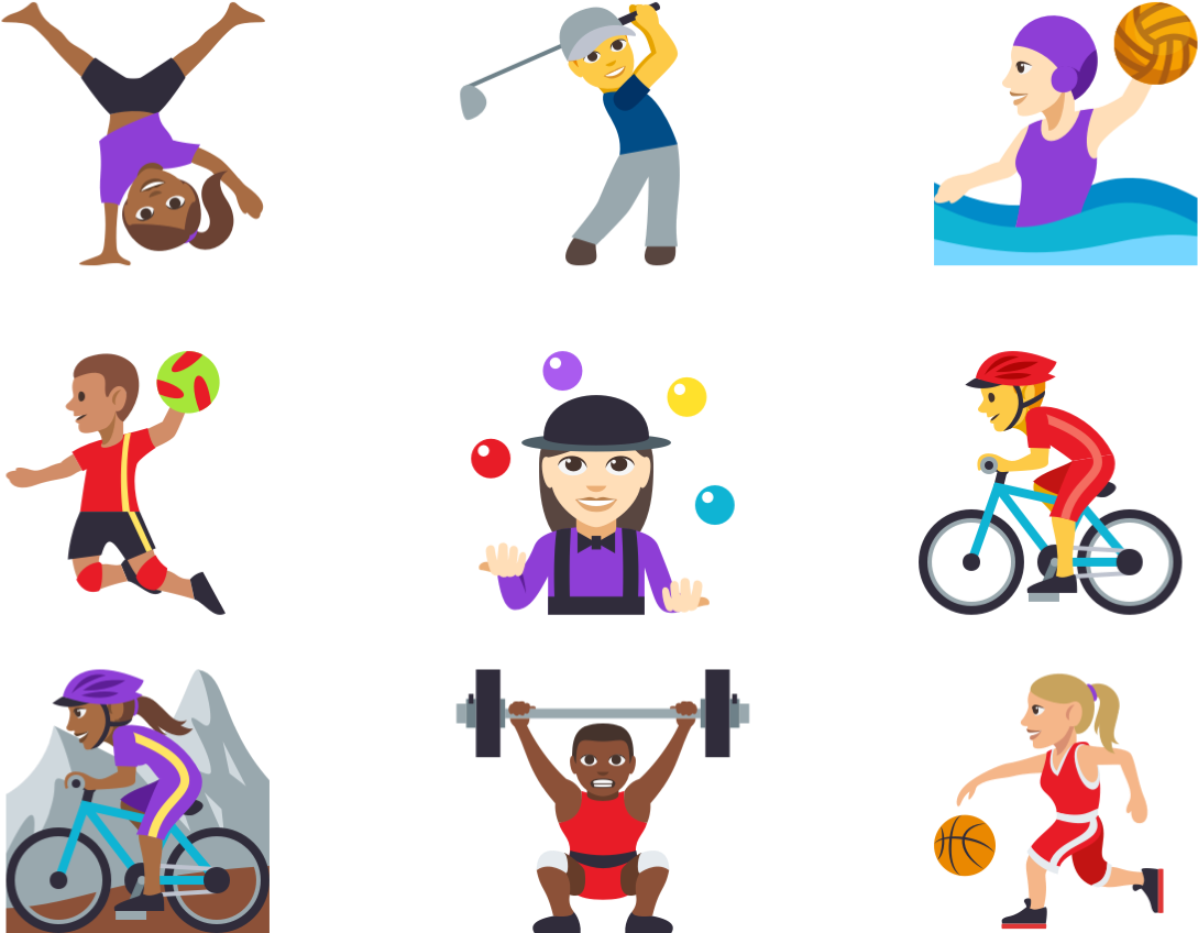 New Sport Emoji Were Added With Gender And Skin Tone (1400x1000), Png Download