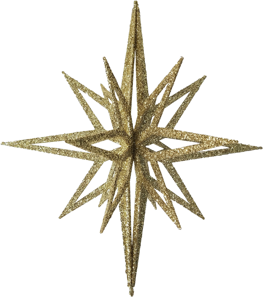 Star 3d Gold Glitter - Christmas Star Ornaments (1024x1085), Png Download