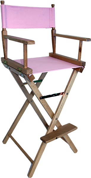The Tall Directors Chair In Pine Wood With A Pink Canvas - Directors Chair Tall (400x600), Png Download