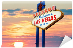 Welcome To Las Vegas Sign At Sunset Wall Mural (400x400), Png Download