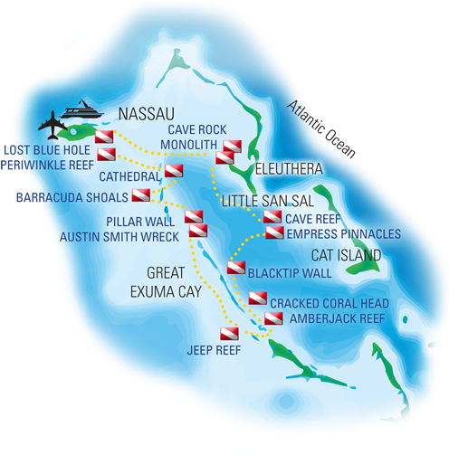 Bahamas Dive Sites - Socorro Dive Sites Map (550x520), Png Download