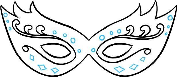 How To Draw Mardi Gras Mask - Drawing (680x678), Png Download