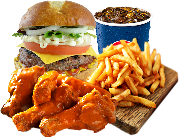 6 Wings & Burger Combo - Burgers And Fries And Wings (700x700), Png Download