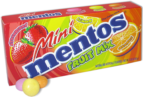 Mini Mentos Fruit Mix Candies Theater Box - Mini Mentos Fruit Mix - 2.8 Oz Pack (500x500), Png Download