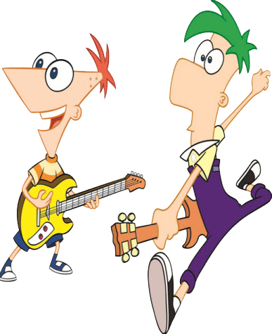 Clipart Info - Phineas And Ferb Singing In The Moon (387x475), Png Download