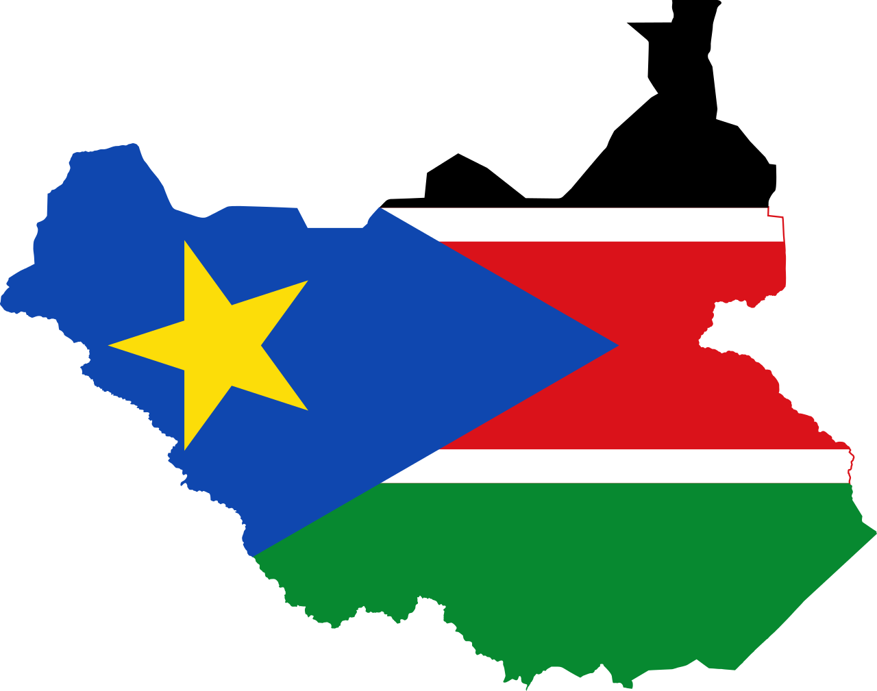 Flag Map Of South Sudan - Shape Of South Sudan (1280x1009), Png Download