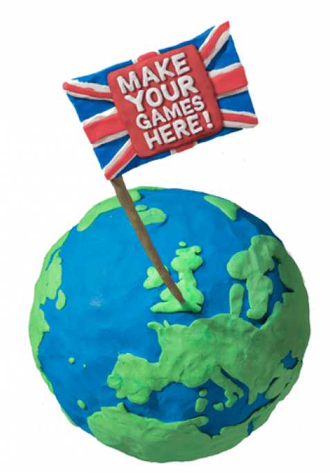 "make Your Games Here " The Uk Entertainment Trade - Fat Pebble (950x682), Png Download