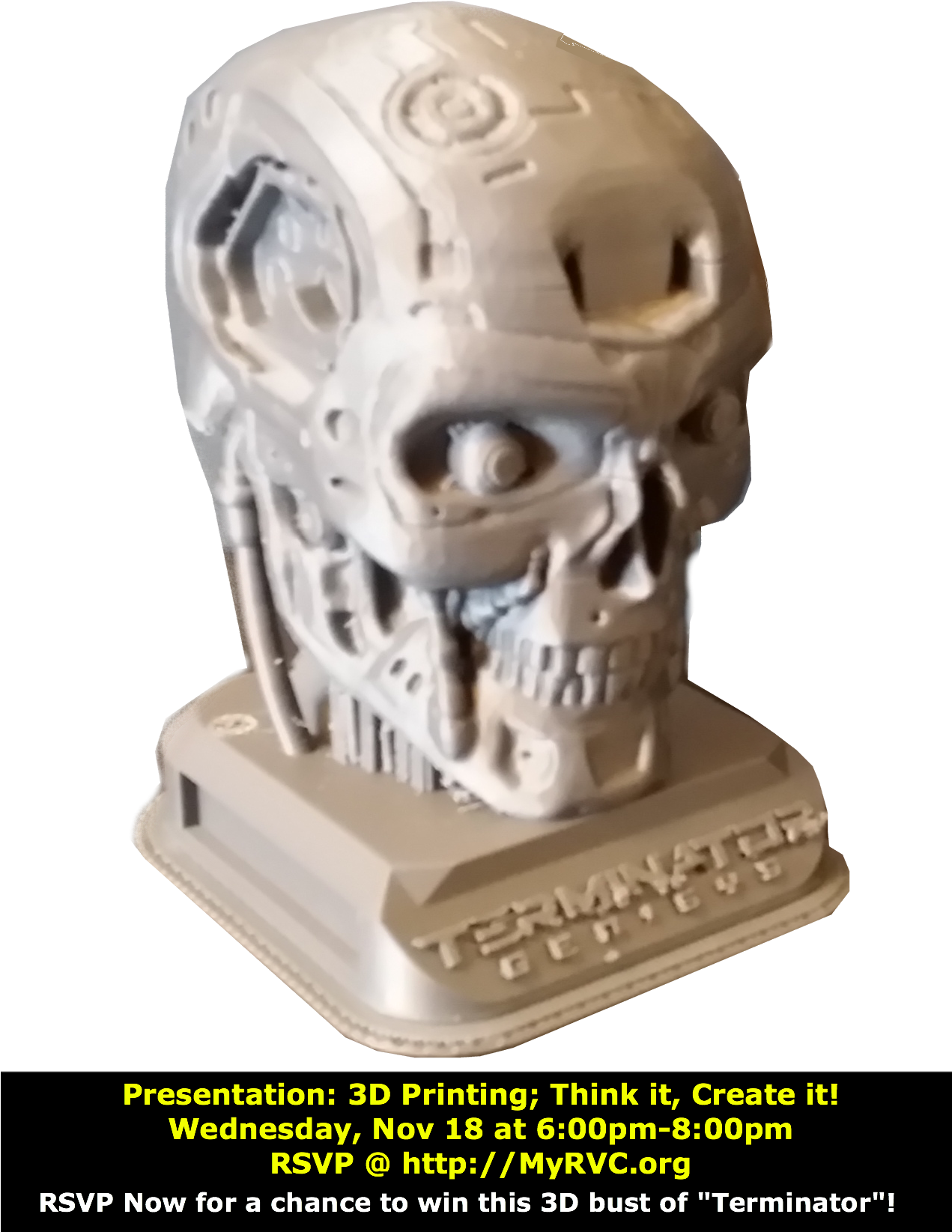 Drawing To Win This Bust Of "terminator" - Statue (1270x1674), Png Download