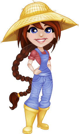 Farmer Hat Png Profession And Job Cartoon Characters - Female Farmer Cartoon (418x464), Png Download