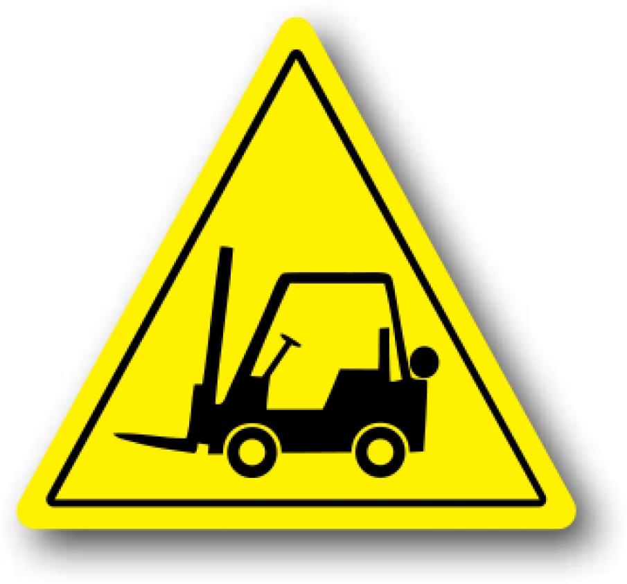 Durastripe Forklift Floor Safety Sign, Yellow Triangle - Forklift Sign (1000x899), Png Download