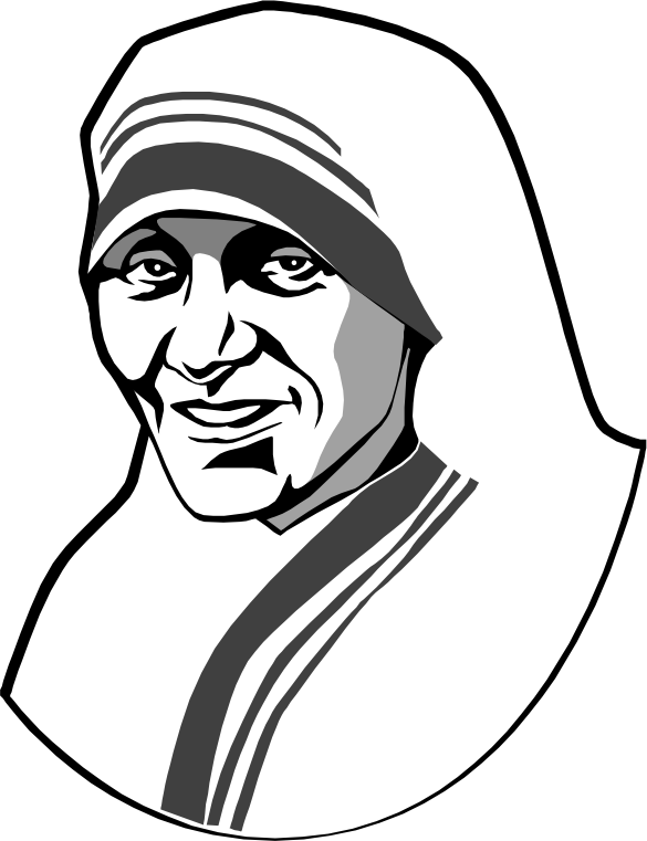 Medium Image - Mother Teresa Clipart Black And White (585x761), Png Download