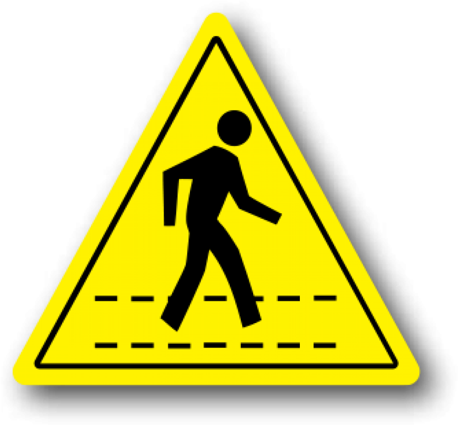 Durastripe Pedestrian Adhesive Floor Safety Sign, Yellow - Ergomat - Durastripe Triangular Peel & Stick Floor (967x1000), Png Download