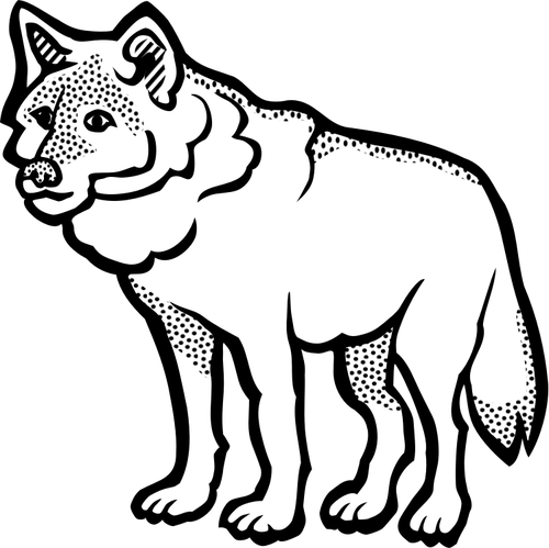 Thick Outline Wolf Illustration Public Domain Vectors - Wolf Clipart Black And White (500x499), Png Download