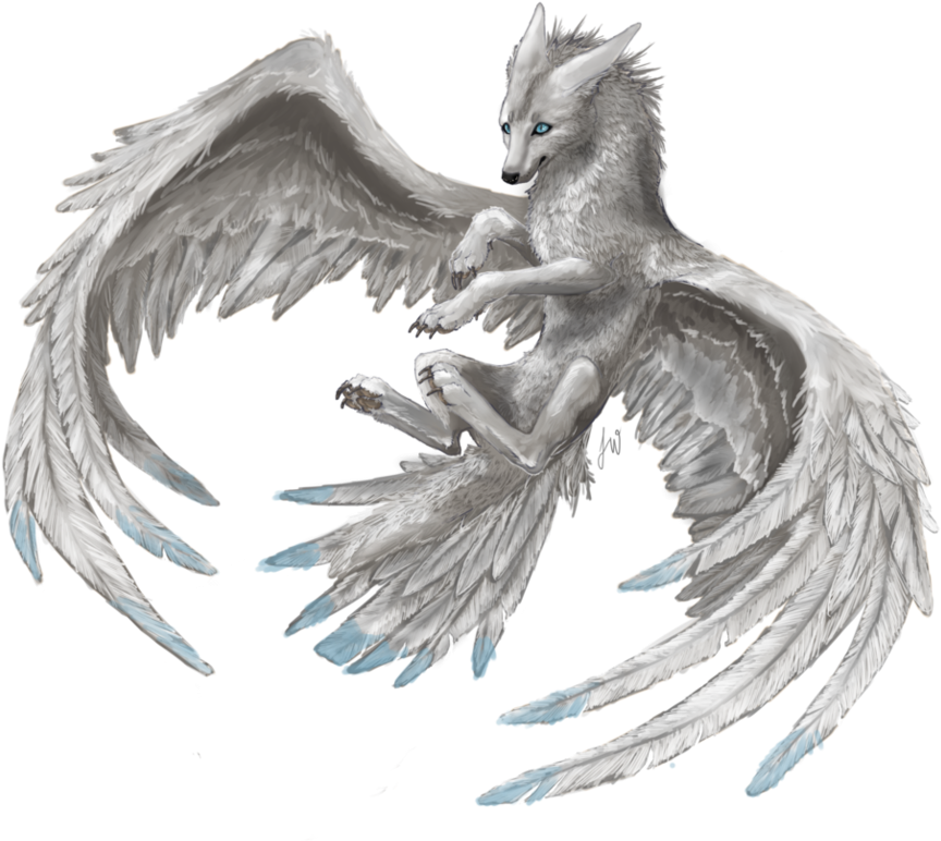 Wolf Drawings, Animal Drawings, A Wolf, Wolves, Tattoos, - Grey Wolf With Wings (979x816), Png Download