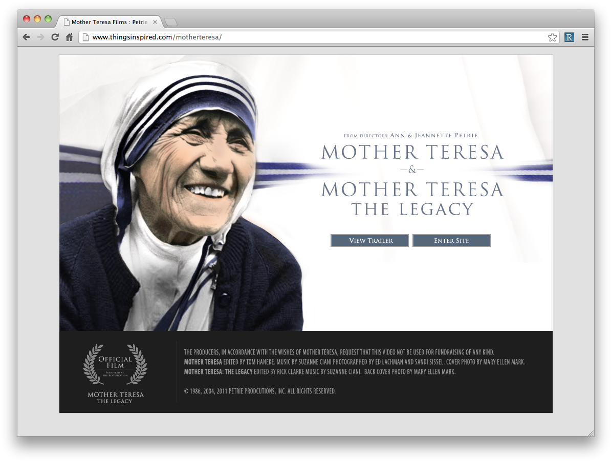 Mother Teresa Homepage - Mother Teresa - Dvd - Petrie Productions (1207x913), Png Download