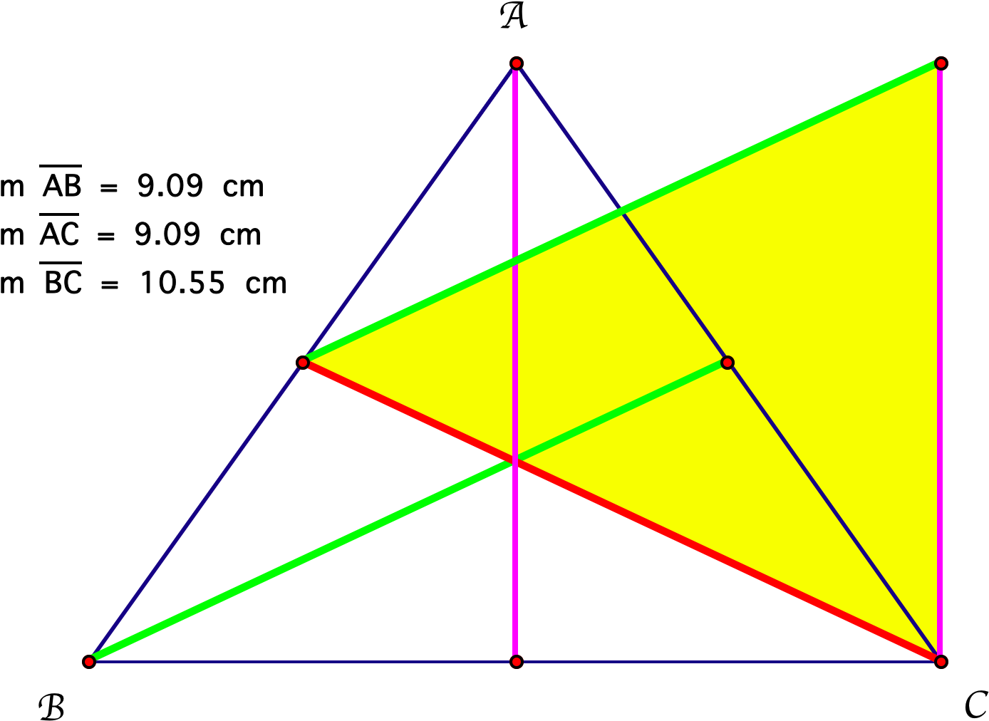 Isosceles Triangle And The Triangle Constructed From - Triangle (1476x1144), Png Download