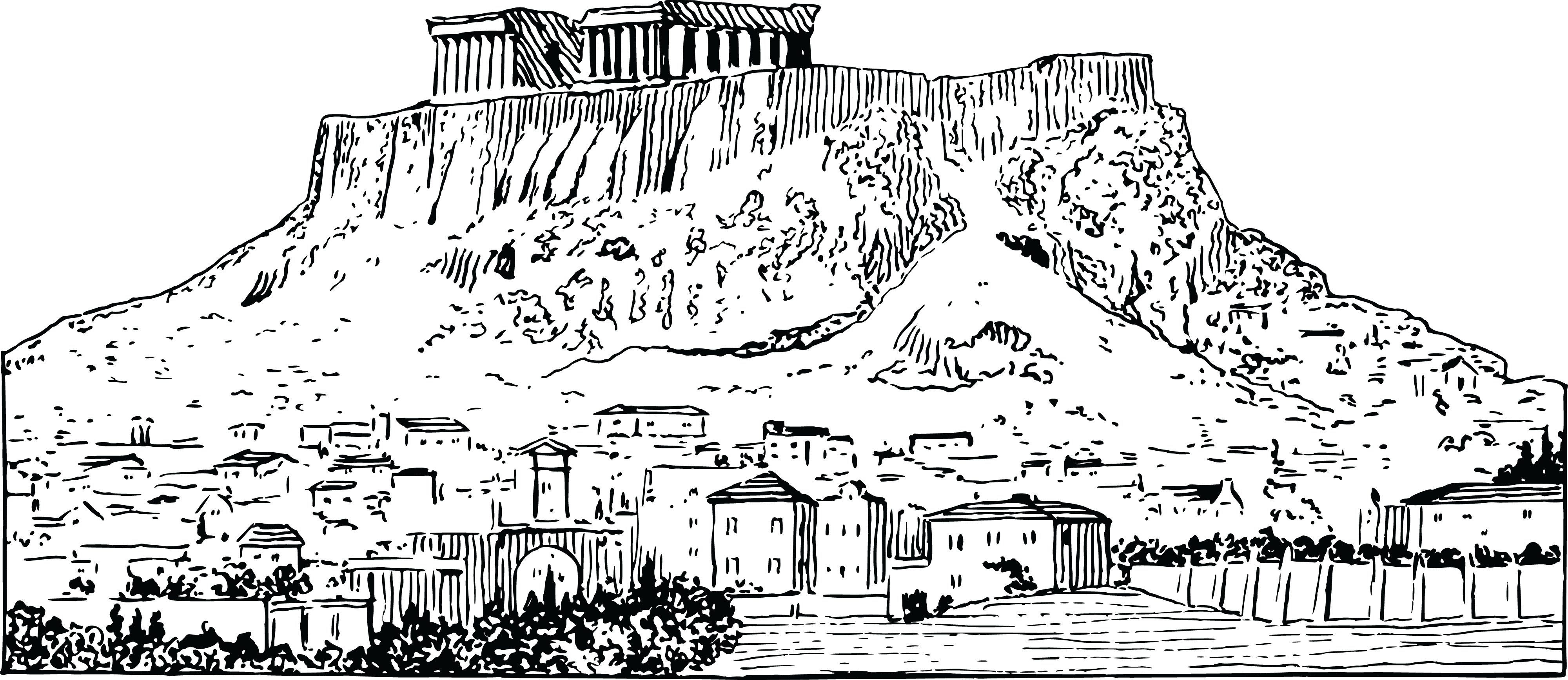 Free Clipart Of Athens Greece - Acropolis Png (4000x1735), Png Download