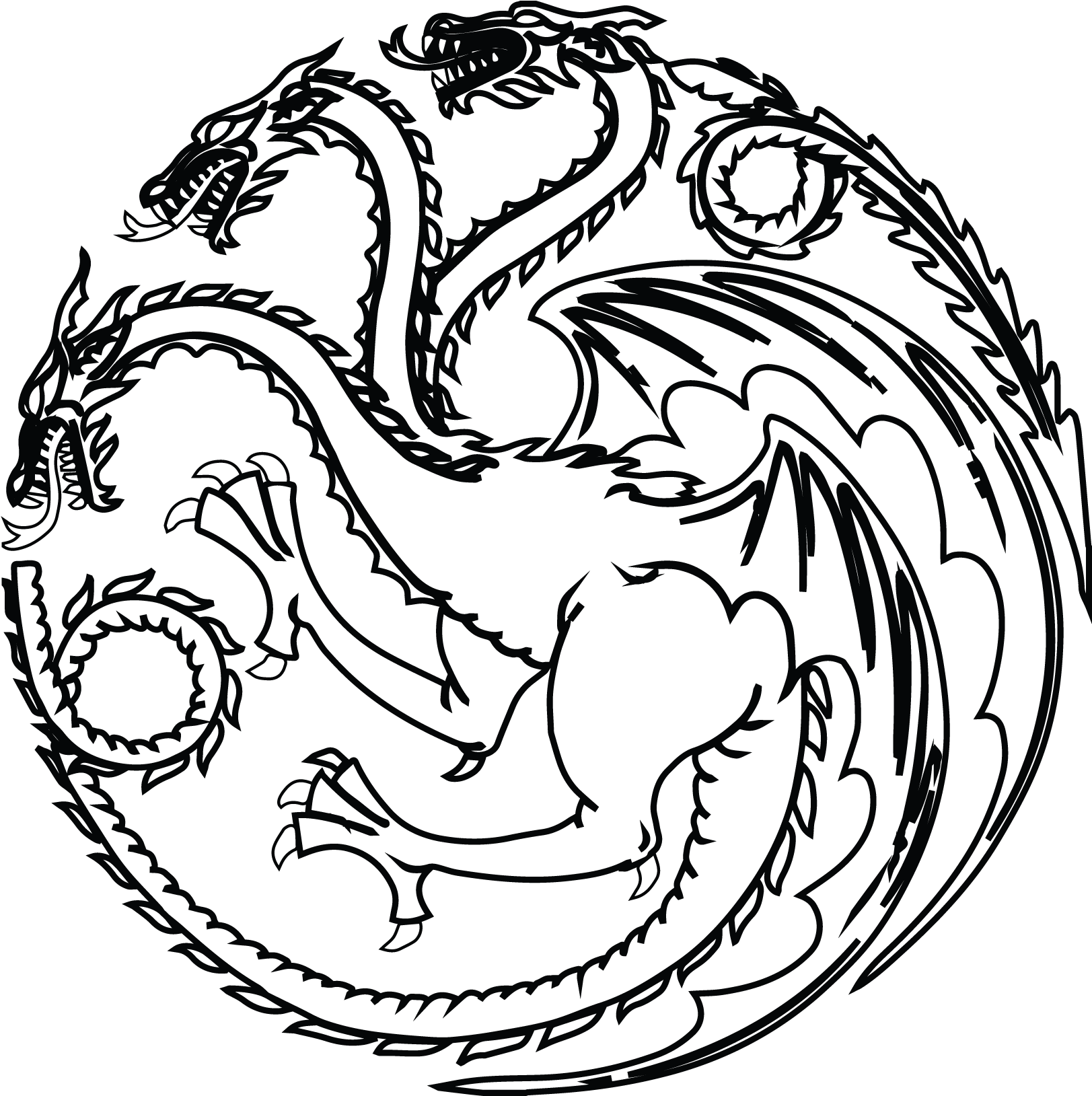 Black And White House Targaryen Sigil (2500x3058), Png Download