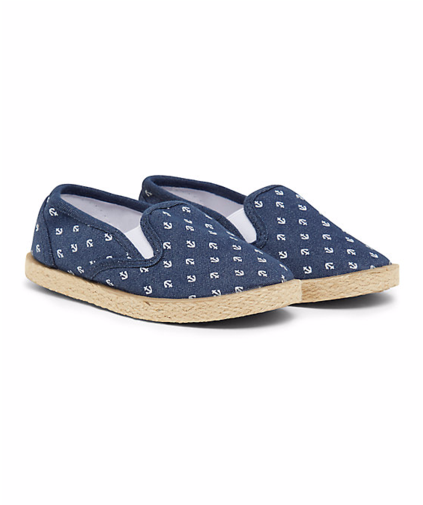 Navy Anchor Espadrilles - Slip-on Shoe (1024x504), Png Download