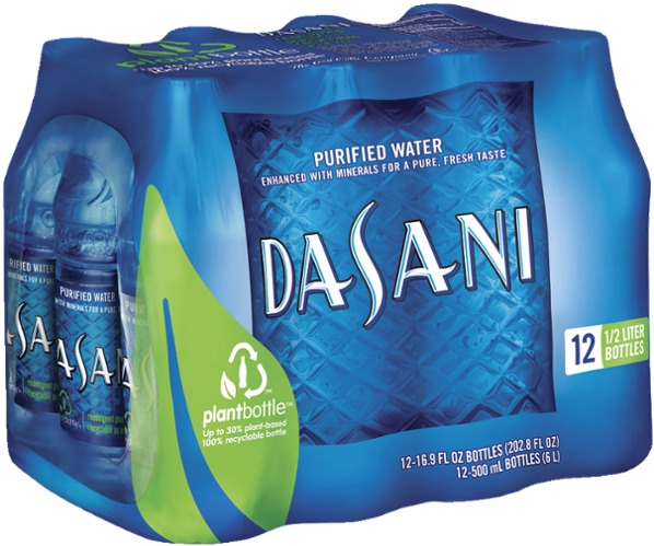 Dasani Purified Water - 6 Pack, 16.9 Fl Oz (600x600), Png Download