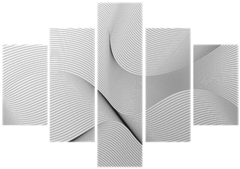 Curvy Lines, Stylish Abstract Background Pentaptych - Monochrome (400x400), Png Download