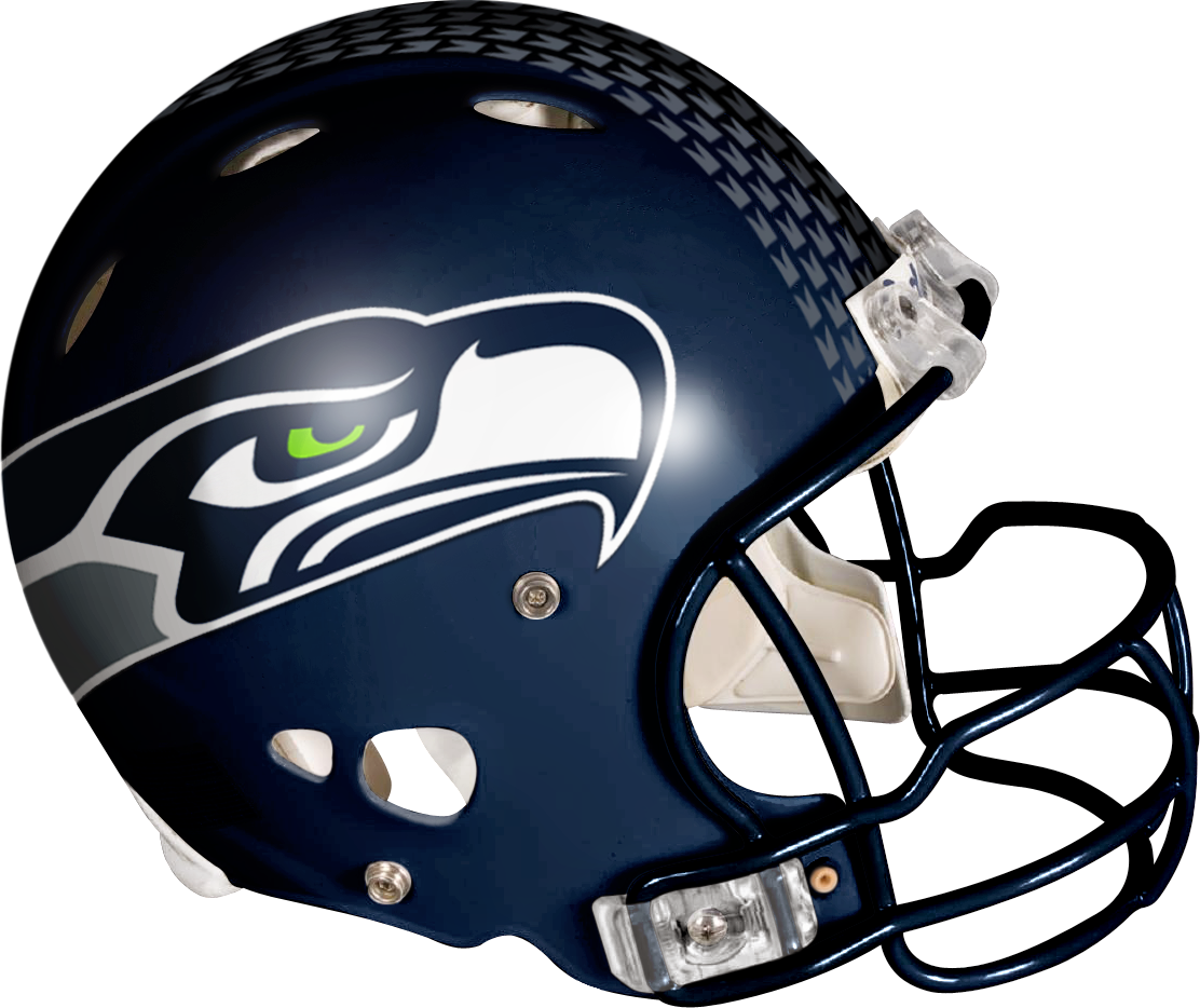Green Bay Packers At Seattle Seahawks - Seahawks Football Helmets (1112x934), Png Download