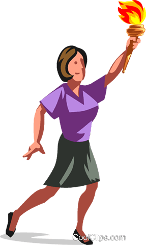 Woman Carrying Olympic Torch Royalty Free Vector Clip - Illustration (287x480), Png Download