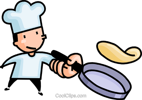 Chef Flipping A Pan Cake Royalty Free Vector Clip Art - Cartoon Baker (480x339), Png Download