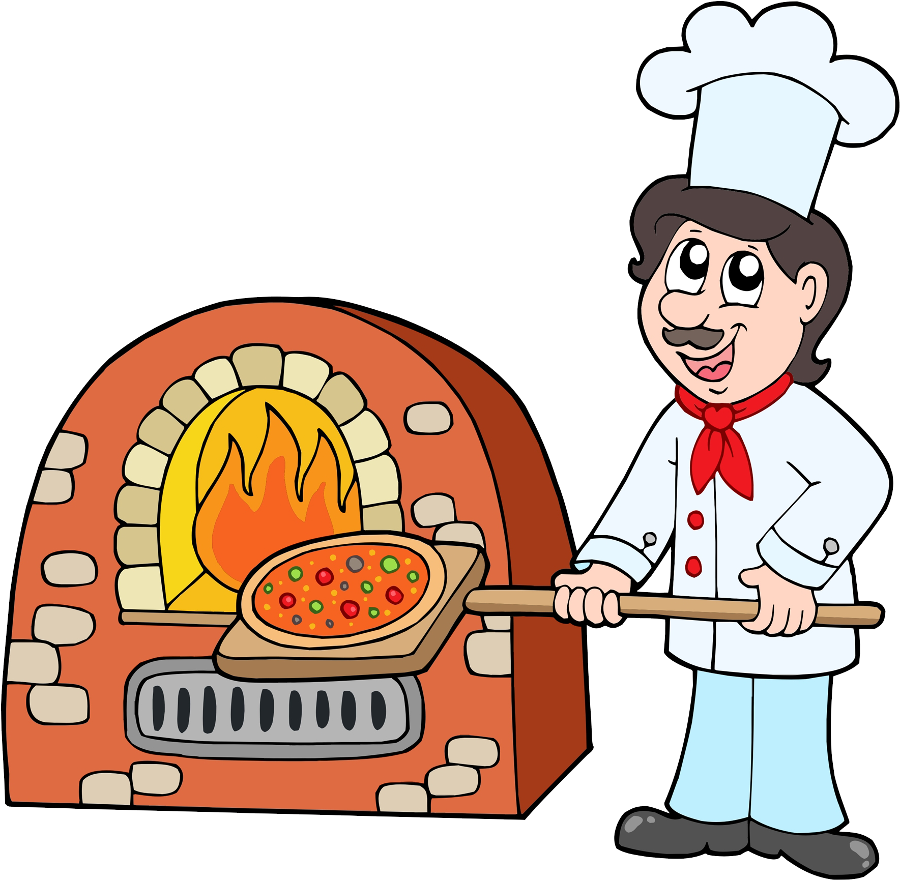 Picture Transparent Download Pizza Baking Chef Transprent - Pizza Oven Cartoon (1892x1847), Png Download
