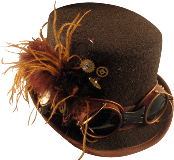 Brown Steampunk Riding Hat With Goggles - Steampunk (555x555), Png Download