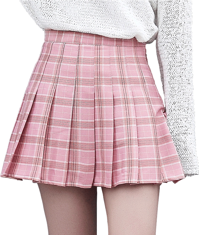 Plaid Pleated Skirt 2018 Spring And Summer New Female - Short Pink Pleated Skirt (800x800), Png Download