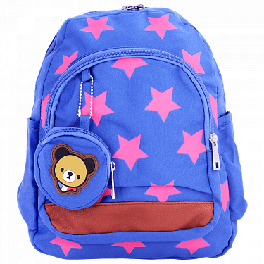 New Hero Backpack With Stars And Bear Face Pouch For - Backpack (375x375), Png Download