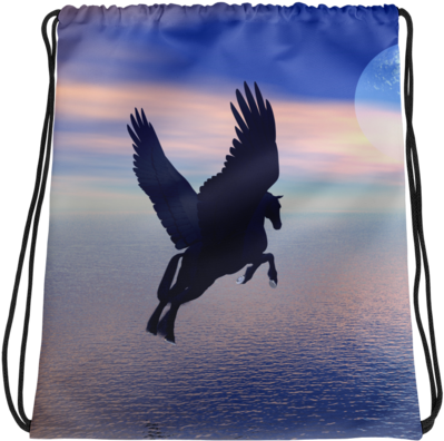 Flying Unicorn Drawstring Bag - Pegasus Horse (480x480), Png Download