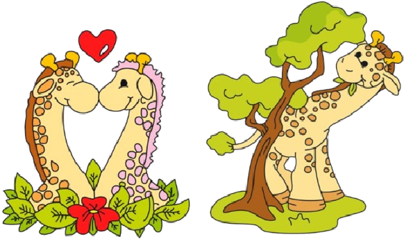 Jungle Clipart Giraffe - Giraffe In The Jungle Clipart (600x400), Png Download