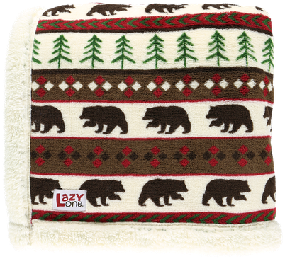 Bear Fair Isle Sherpa Throw Blanket - Red Pet Sweaters By Lazy One - Red (432x525), Png Download